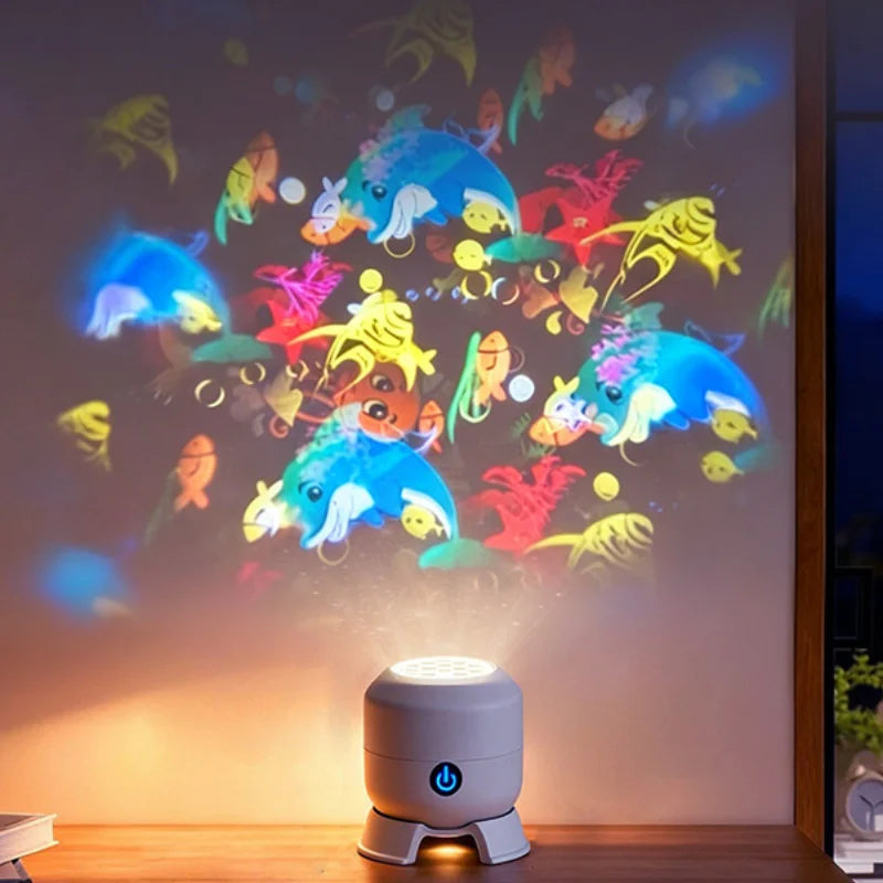 360 Rotating Ocean Projector Night Light Adjustable Brightness Dynamic LED Atmosphere Lamp Indoor Bedroom Decorative Light