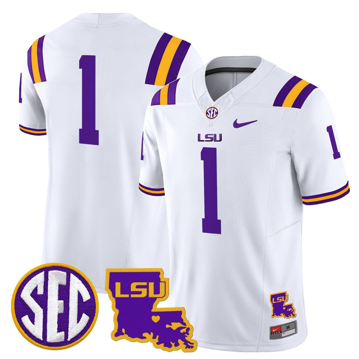 Men's LSU Tigers 2025 Louisiana Patch Vapor Limited Jersey - All Stitched