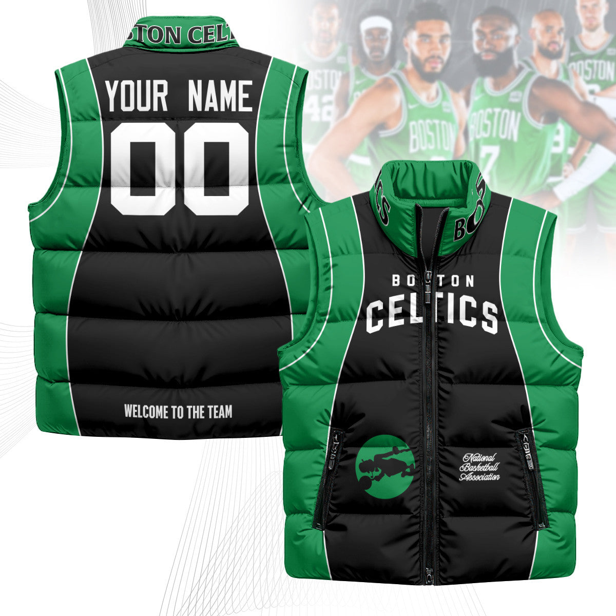 Boston Celtics Unisex Custom Puffer Vest