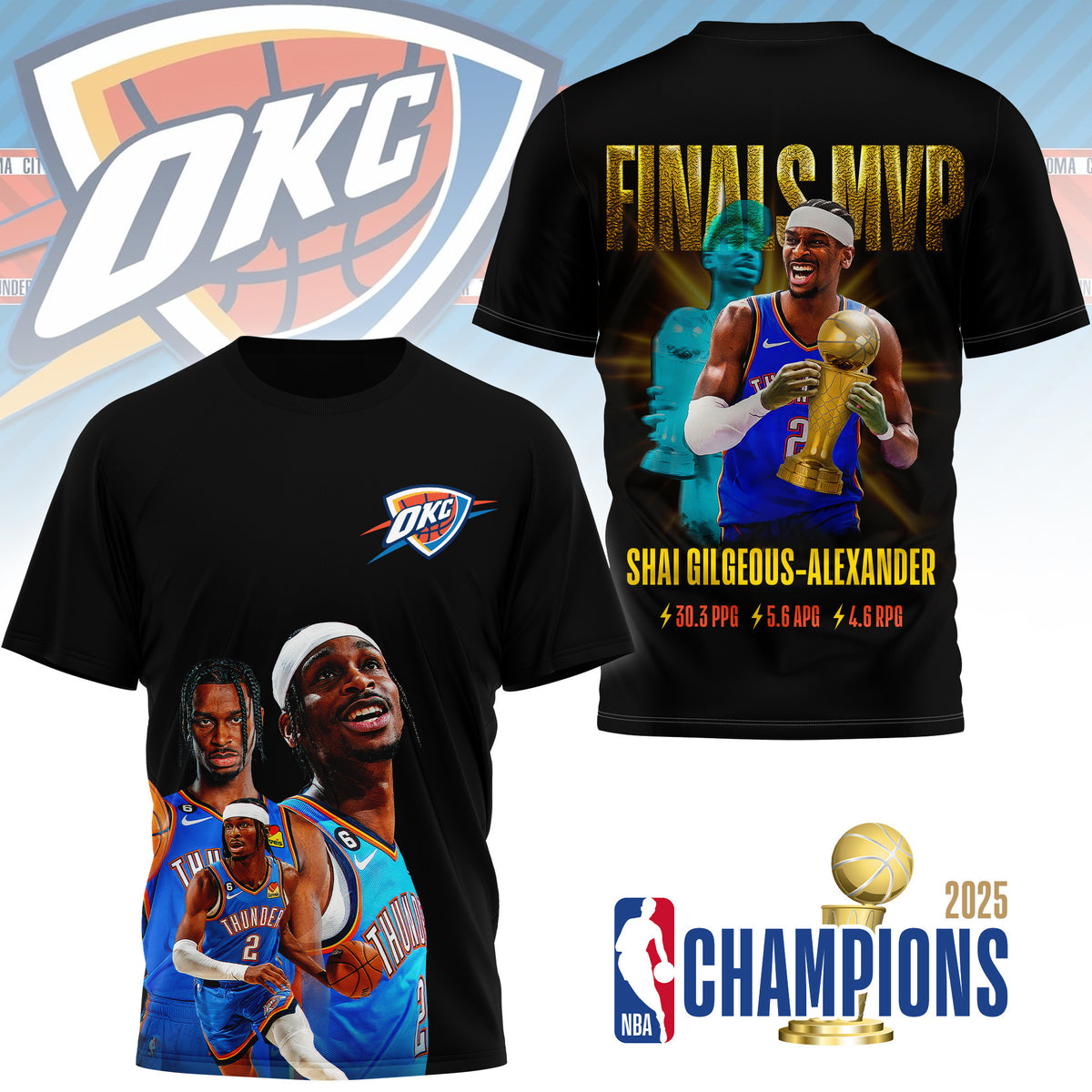 Oklahoma City Thunder | Premium Finals MVP 2025 – Shai Gilgeous-Alexander 3D Shirt NY