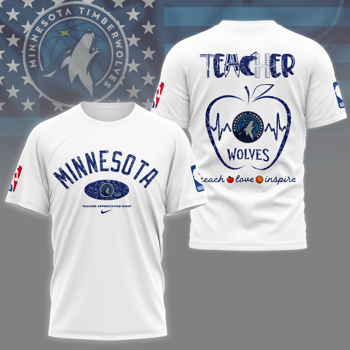 Minnesota Timberwolves | Premium NBA Teacher Appreciation Day 3D Shirt NY