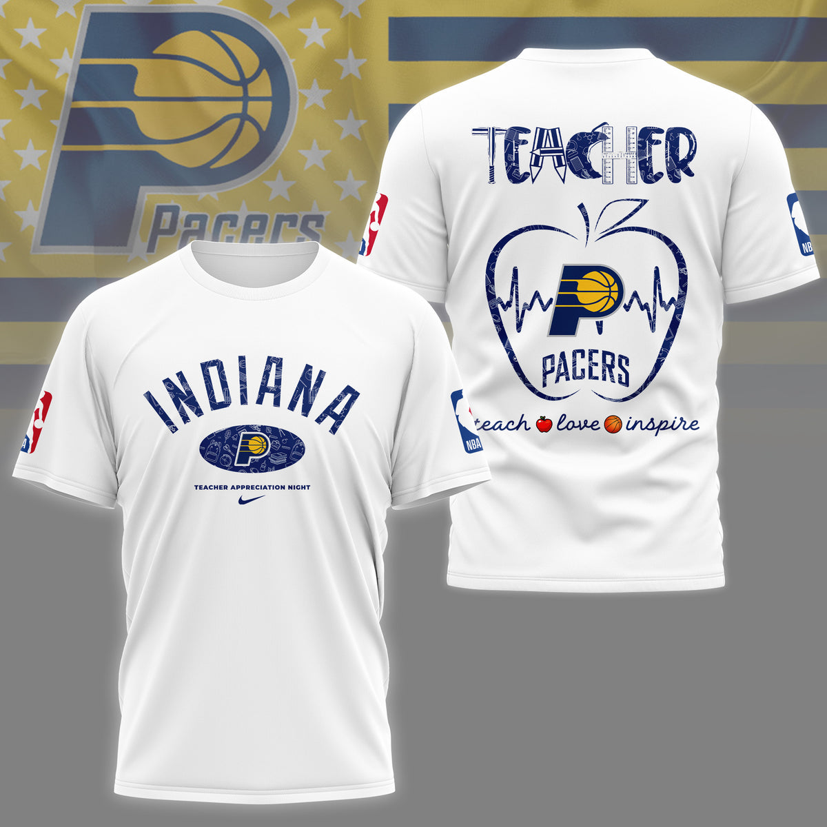 Indiana Pacers | Premium NBA Teacher Appreciation Day 3D Shirt NY