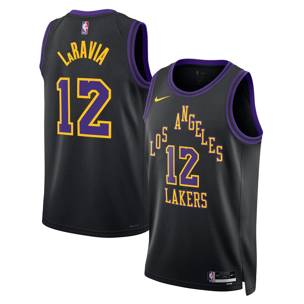 Los Angeles Lakers 2025-26 City Edition Swingman Jersey Black Jake Laravia Unisex | Stitched Jersey RTJS 11867