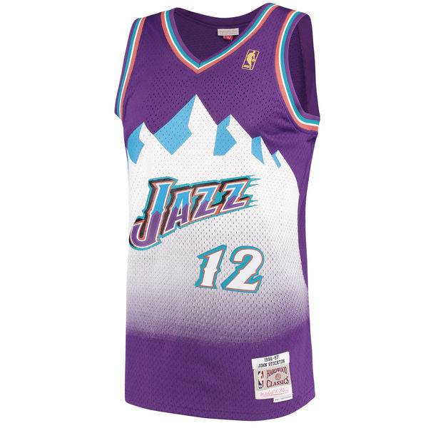 Men's Mitchell & Ness John Stockton Utah Jazz Purple 1996-97 Hardwood Classics Swingman Jersey