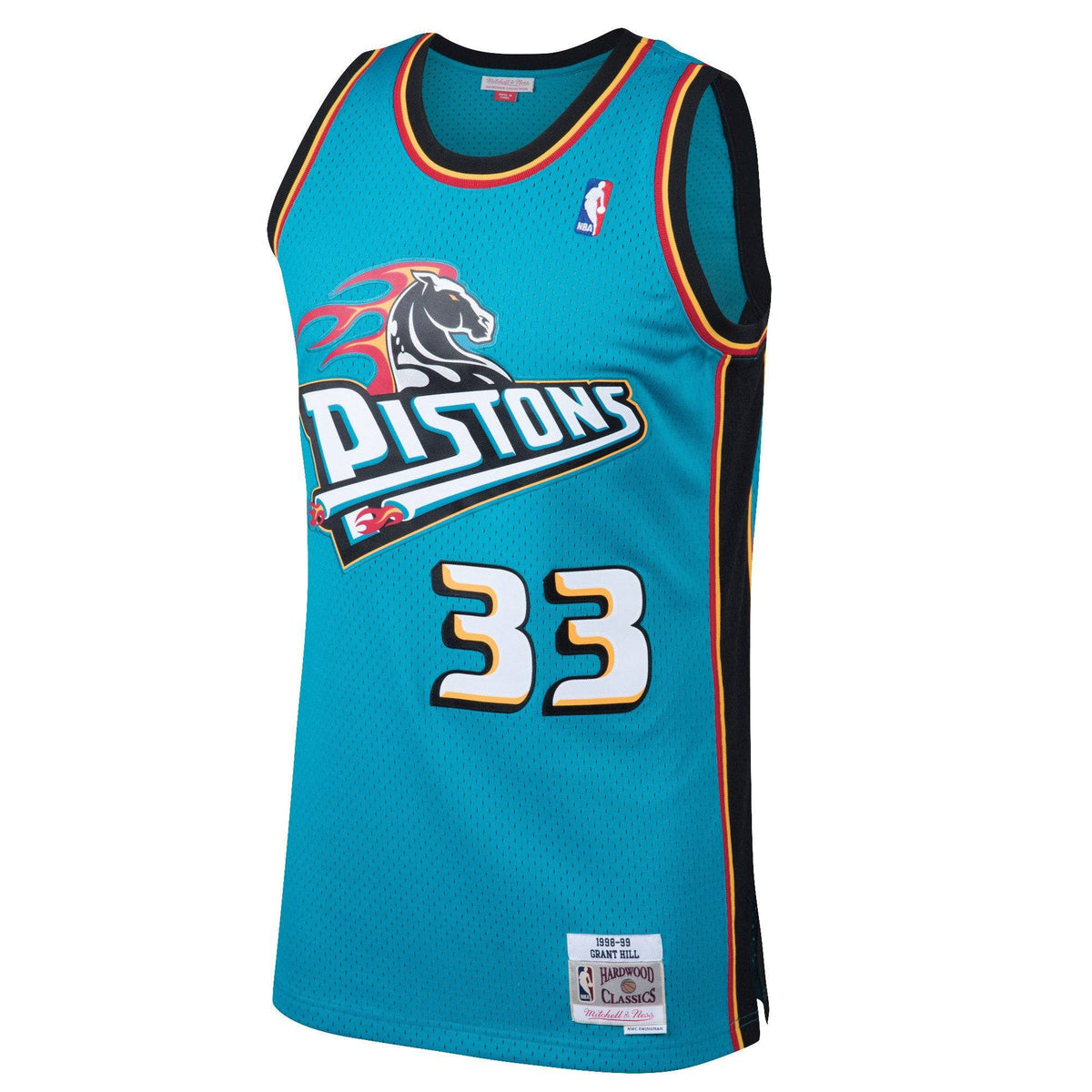 Men's Detroit Pistons Grant Hill Mitchell & Ness Teal 1998-99 Hardwood Classics Swingman Jersey