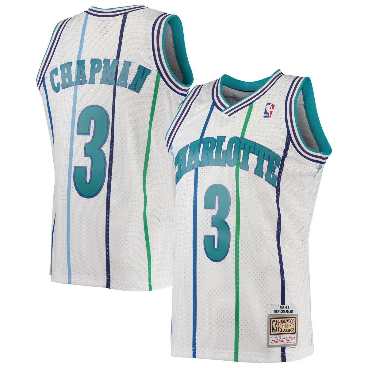 Men’s Rex Chapman Charlotte Hornets 1988-89 White Swingman Replica Jersey By Mitchell & Ness