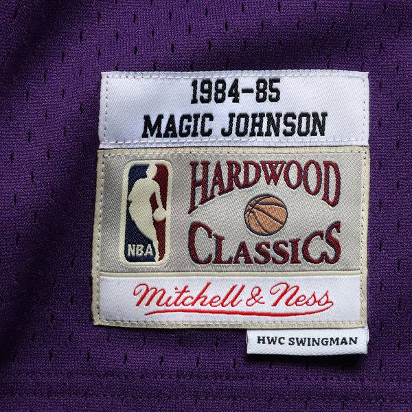 Men's Los Angeles Lakers Magic Johnson Mitchell & Ness Purple 1984-85 Hardwood Classics Swingman Jersey